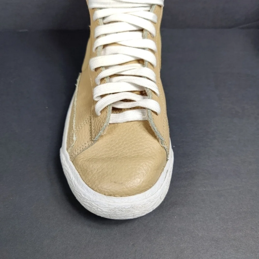 Nike Blazer Mid Premium Leather Linen Summit Tan Retro Sneakers Big Kids Size 7